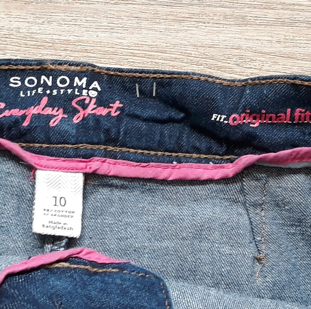 Sonoma Life + Style Blue Denim Everyday Skort - Sz 10 Dark Wash Jean Mini Skirt - Picture 3 of 9